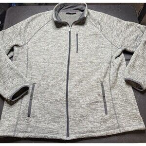 Swiss Tech Full Zip Mock Collar 3 Pocket Fleece Jacket Sweater Gray Mens Size XL